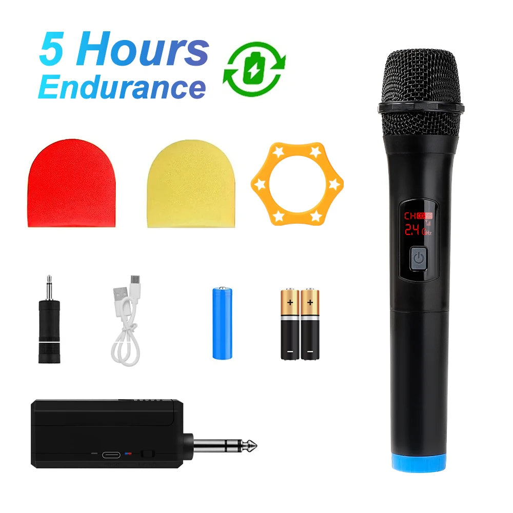 Wireless Microphone 2 Channels VHF Fixed Frequency Handheld Mic Micphone For Party Karaoke Professional Church Show Meeting