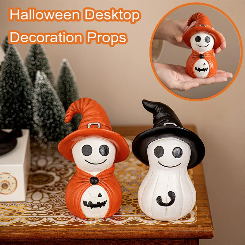 Halloween Desktop Decoration Props Spooky Creat Resin Ornaments Cute Style Smiling Wizard Crafts Festival Decor Ornaments