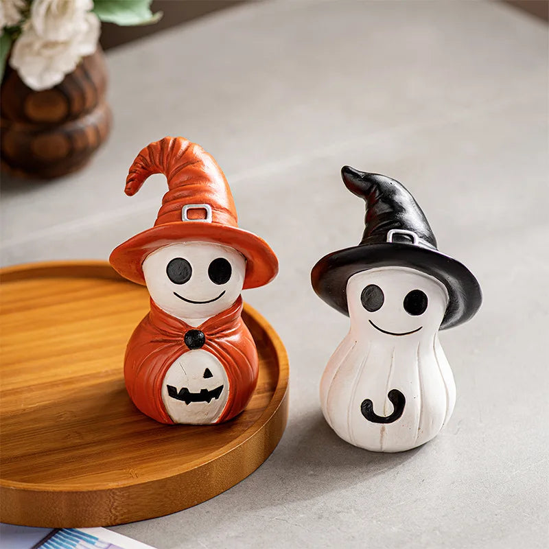 Halloween Desktop Decoration Props Spooky Creat Resin Ornaments Cute Style Smiling Wizard Crafts Festival Decor Ornaments