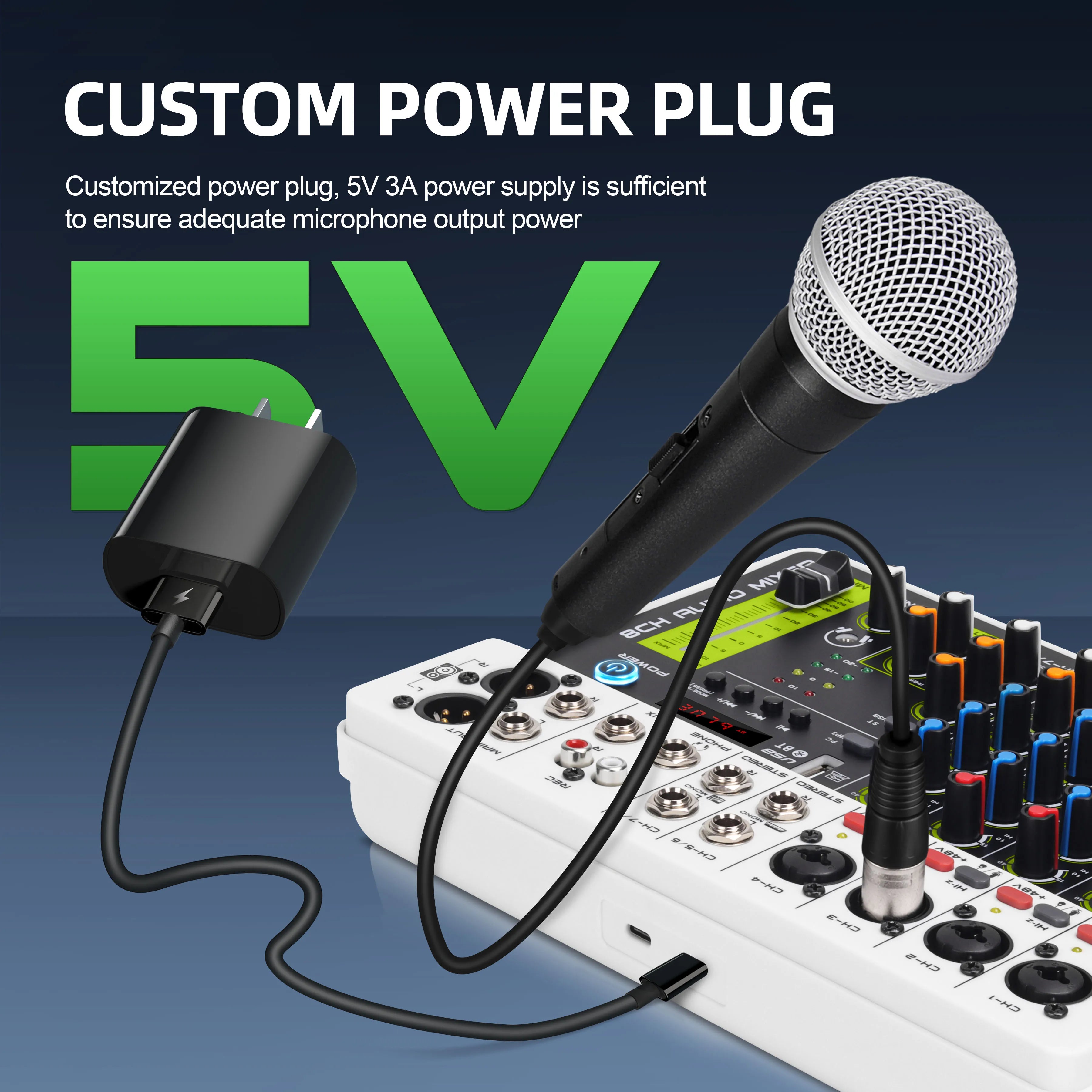 4/8 Channel Audio Mixer DJ Controller Sound Mixing Console With Bluetooth Phantom Power Delay Repaeat Effect  For PC Recording