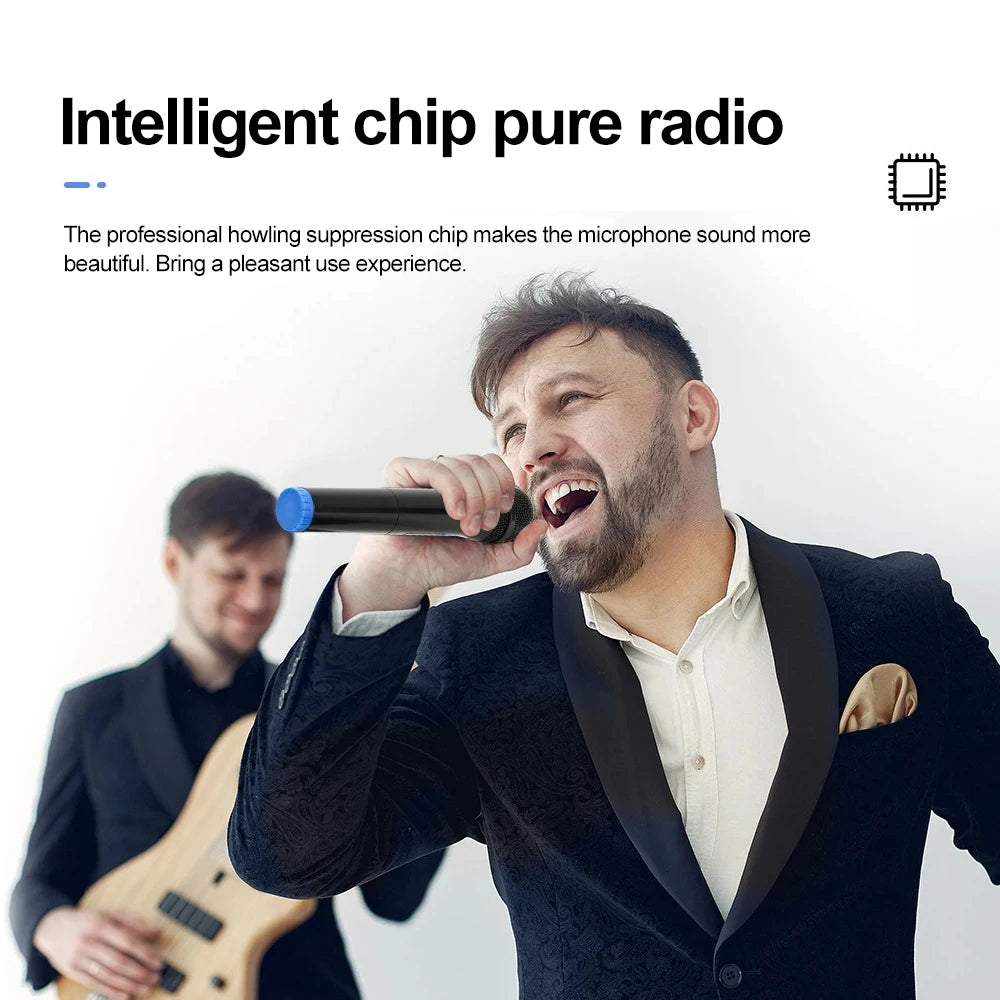 Wireless Microphone 2 Channels VHF Fixed Frequency Handheld Mic Micphone For Party Karaoke Professional Church Show Meeting