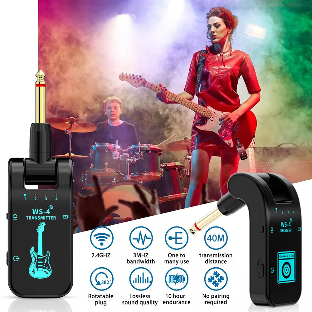 Guitar Wireless System 2.4G Wireless Guitar System Guitar Transmitter Receiver Set For Electric Guitar Bass 48k/16bit Real-time