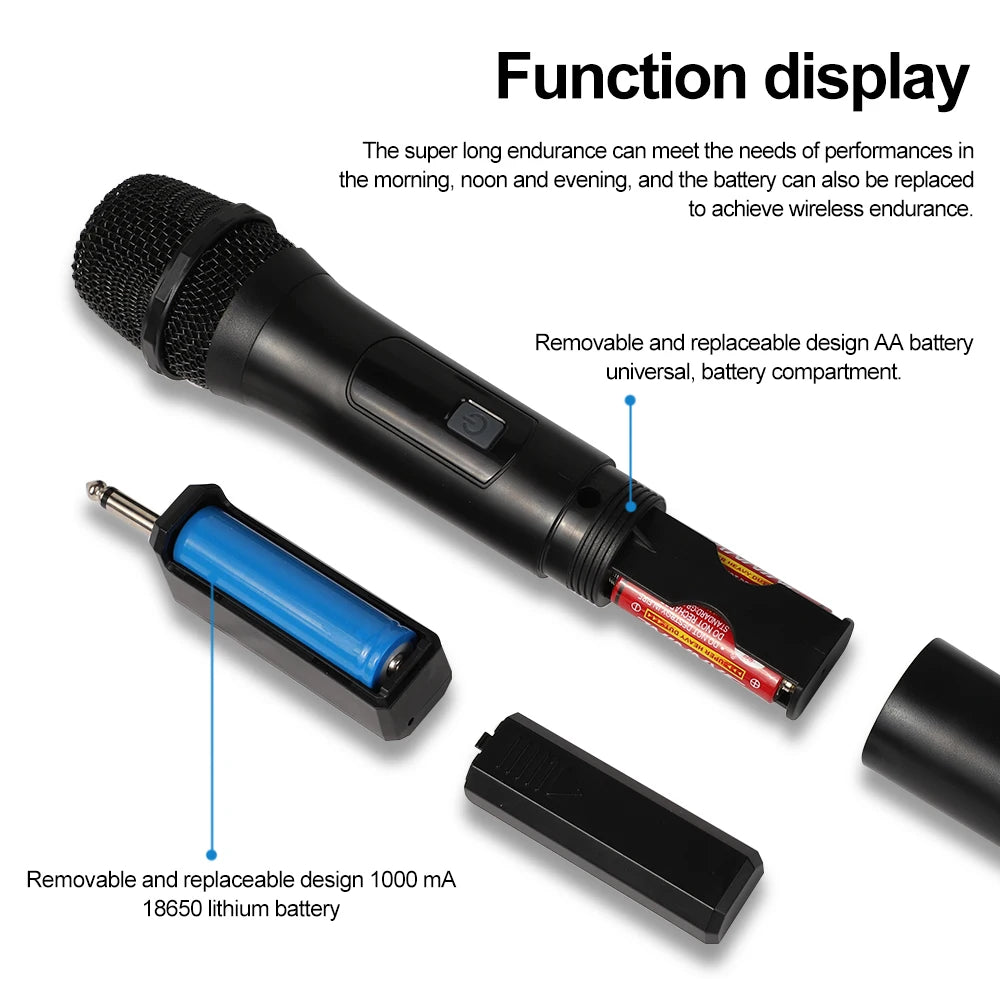 Wireless Microphone 2 Channels VHF Fixed Frequency Handheld Mic Micphone For Party Karaoke Professional Church Show Meeting