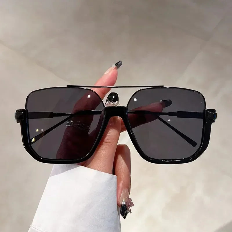 Trendy Polygonal Punk Sunglasses Oversized Goggle Advanced Sense One Piece Large Frame Sun Glasses New Steampunk Eyewear UV400