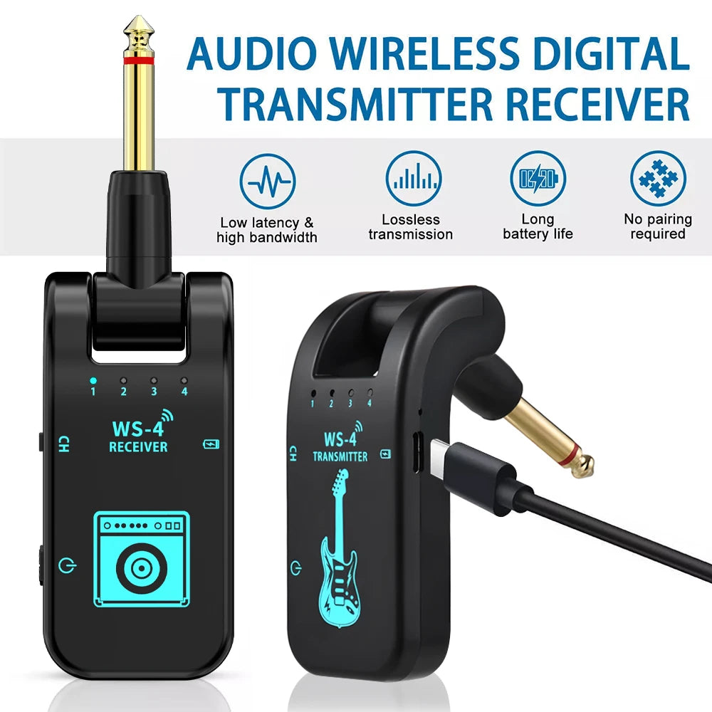 Guitar Wireless System 2.4G Wireless Guitar System Guitar Transmitter Receiver Set For Electric Guitar Bass 48k/16bit Real-time