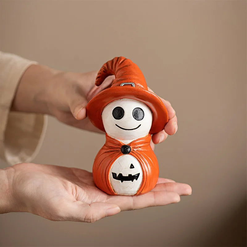 Halloween Desktop Decoration Props Spooky Creat Resin Ornaments Cute Style Smiling Wizard Crafts Festival Decor Ornaments