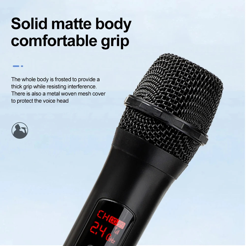 Wireless Microphone 2 Channels VHF Fixed Frequency Handheld Mic Micphone For Party Karaoke Professional Church Show Meeting